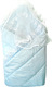 Конверт-одеяло на выписку с вуалью сатин(жаккард) голубой/ЛЕТО